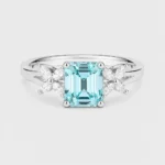 Aqua Fleur 2.49ct Lab-Grown Paraiba Floral Ring in S925 Silver