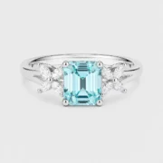 Aqua Fleur 2.49ct Lab-Grown Paraiba Floral Ring in S925 Silver