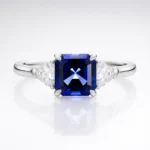 1.58ct three stone sapphire ring with royal blue center stone in S925 silver