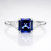 1.58ct three stone sapphire ring with royal blue center stone in S925 silver