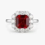 Scarlet Radiance 3.56ct Lab-Grown Ruby Halo Ring in S925 Silver