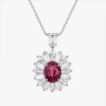 2.22ct natural garnet necklace in S925 sterling silver