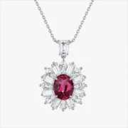 2.22ct natural garnet necklace in S925 sterling silver