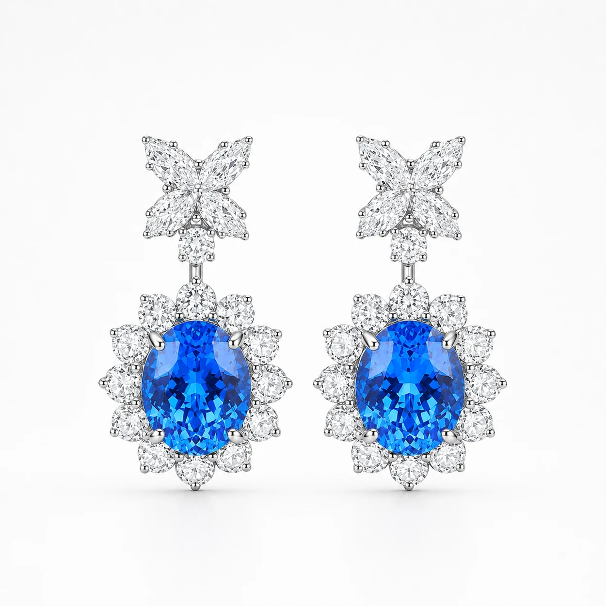 01_Product_Main_Image (2) 8.81ct lab-grown cobalt blue spinel stud earrings in S925 sterling silver