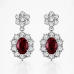 2.32ct lab-grown ruby drop earrings in S925 sterling silver