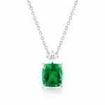 3.92ct lab-grown emerald pendant necklace in S925 sterling silver