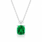 3.92ct lab-grown emerald pendant necklace in S925 sterling silver