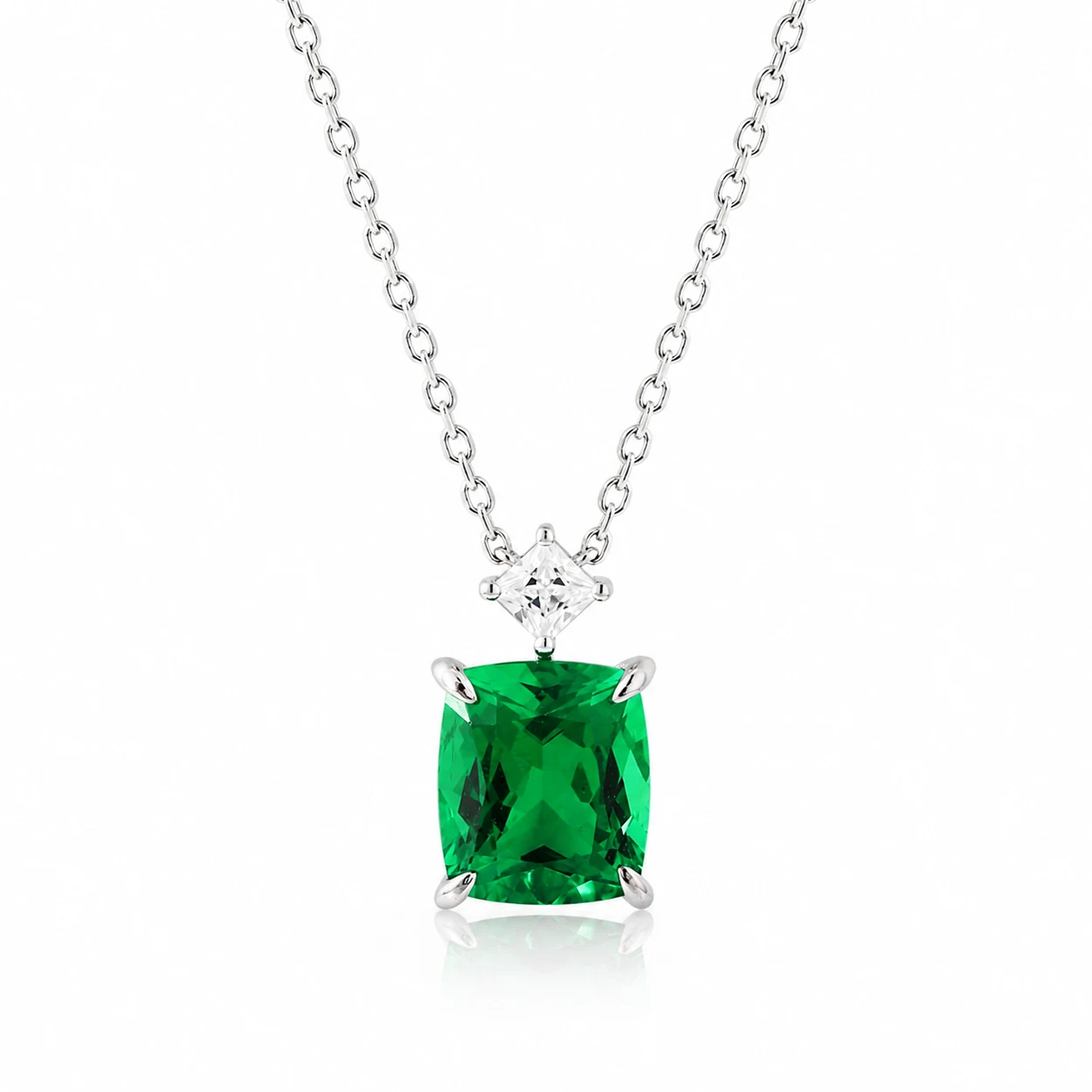 01_Product_Main_Image (8) 3.92ct lab-grown emerald pendant necklace in S925 sterling silver