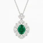 2.55ct lab-grown emerald halo necklace in S925 sterling silver
