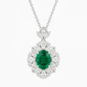 2.55ct lab-grown emerald halo necklace in S925 sterling silver