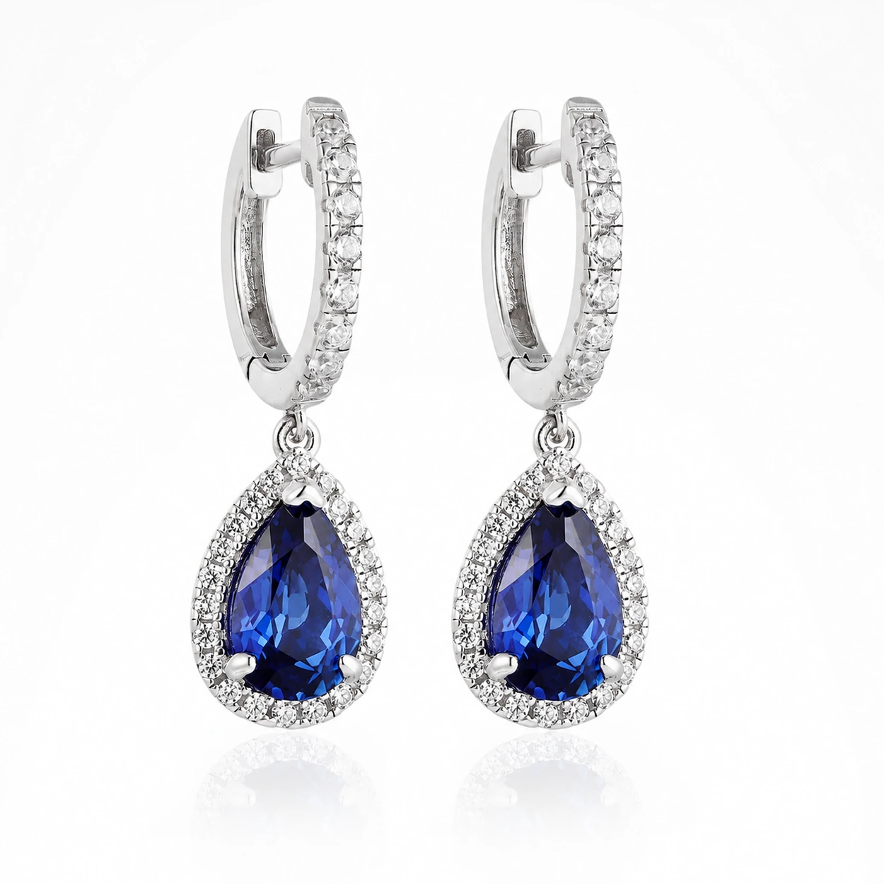 2.934ct lab-grown sapphire drop earrings in S925 sterling silver