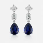 4.33ct lab-grown blue sapphire drop earrings in S925 sterling silver