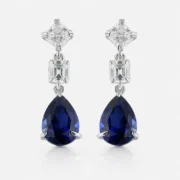 4.33ct lab-grown blue sapphire drop earrings in S925 sterling silver
