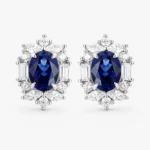 3.36ct oval sapphire studs in S925 sterling silver