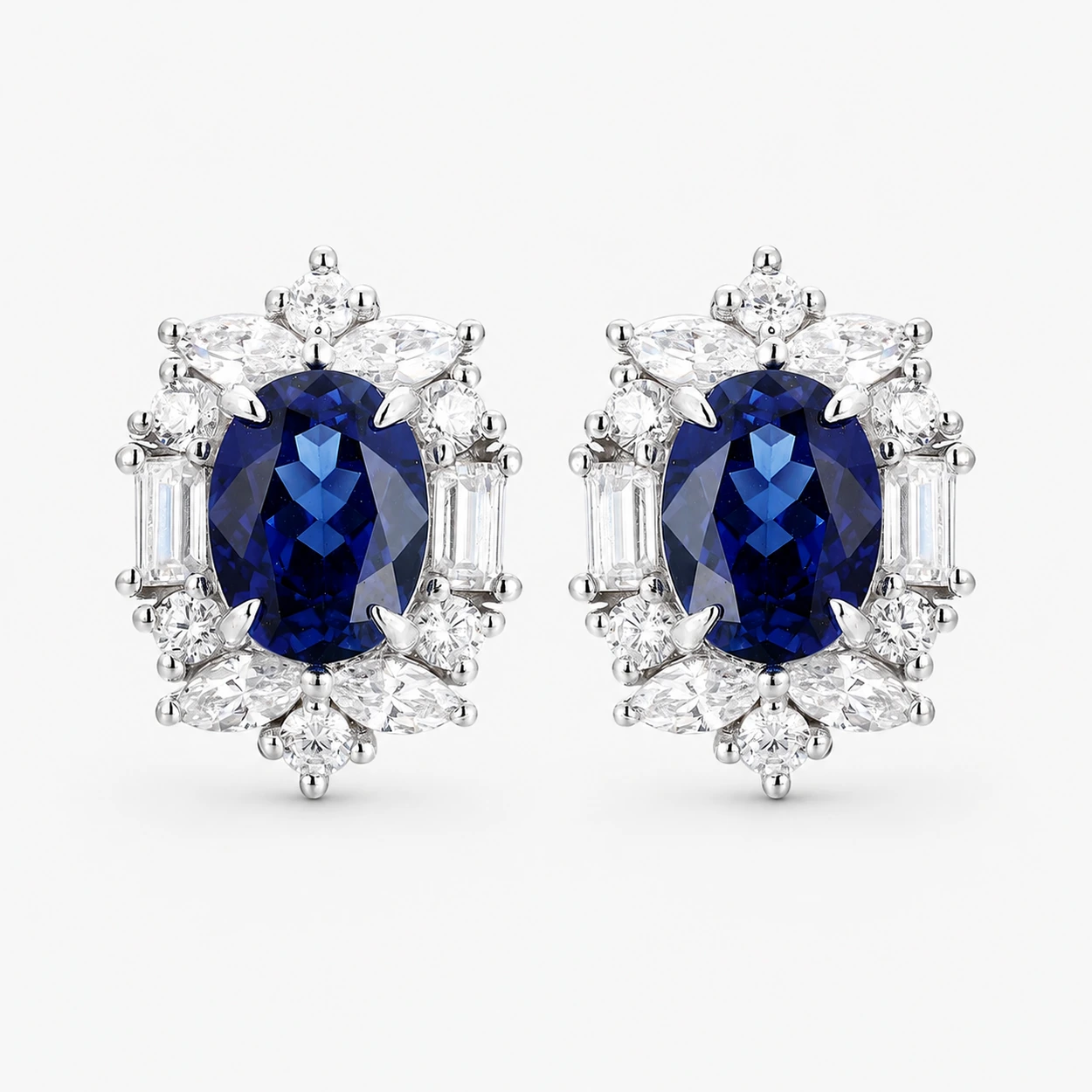 3.36ct oval sapphire studs in S925 sterling silver