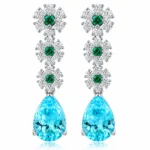 9.41ct Paraiba floral earrings in S925 sterling silver