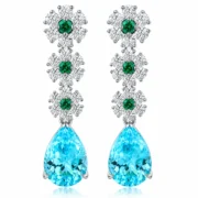 9.41ct Paraiba floral earrings in S925 sterling silver