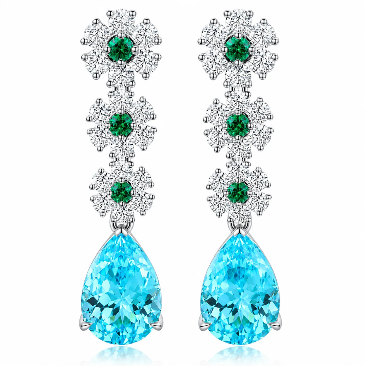 9.41ct Paraiba floral earrings in S925 sterling silver