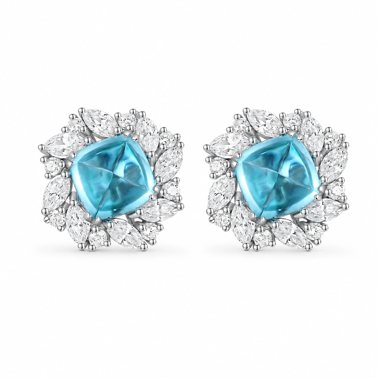 7.01ct Paraiba cluster studs in S925 sterling silver