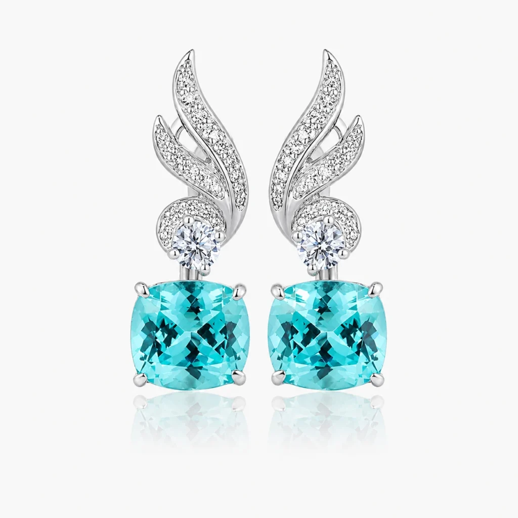9.13ct Paraiba cushion earrings in S925 sterling silver