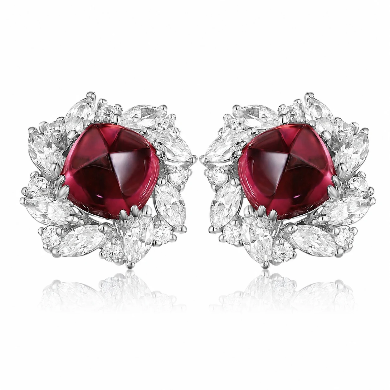 4.43ct natural garnet floral earrings in S925 sterling silver