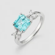 Aqua Fleur 2.49ct Lab-Grown Paraiba Floral Ring in S925 Silver - Image 4