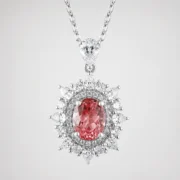 Blush Halo S925 Lab-Grown Padparadscha Necklace - Image 3