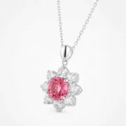 Padparadscha Floral Halo Necklace - Image 5