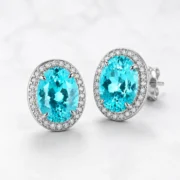Aqua Halo Paraiba Earrings - Image 5