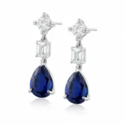 Royal Blue Sapphire Drop Earrings - Image 4