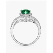 Emerald Crown 2.84ct Pear Cut Lab-Grown Emerald S925 Sterling Silver Ring - Image 3