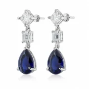 Royal Blue Sapphire Drop Earrings - Image 3
