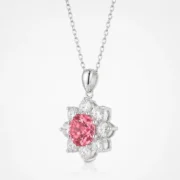 Padparadscha Floral Halo Necklace - Image 4