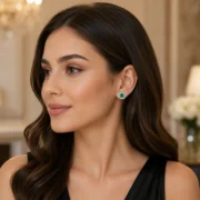 Emerald Floral Stud Earrings - Image 4