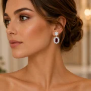 Ruby Halo Drop Earrings - Image 4
