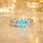Aqua Fleur 2.49ct Lab-Grown Paraiba Floral Ring in S925 Silver - Image 2