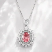 Blush Halo S925 Lab-Grown Padparadscha Necklace - Image 2