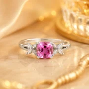 Rosé Petal Bloom 2.4ct Lab-Grown Pink Sapphire Ring in S925 Silver - Image 3