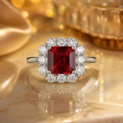 Scarlet Radiance 3.56ct Lab-Grown Ruby Halo Ring in S925 Silver - Image 3