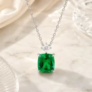 Emerald Cushion Pendant Necklace - Image 3