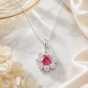 Padparadscha Floral Halo Necklace - Image 3