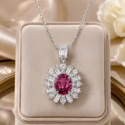 Garnet Radiance Halo Necklace - Image 3