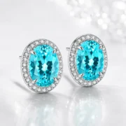 Aqua Halo Paraiba Earrings - Image 3
