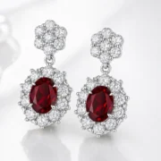 Ruby Halo Drop Earrings - Image 3