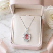 Blush Halo S925 Lab-Grown Padparadscha Necklace - Image 4