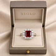 Scarlet Radiance 3.56ct Lab-Grown Ruby Halo Ring in S925 Silver - Image 2