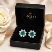 S925 Sterling Silver Earrings, Floral Stud Earrings, Green Gemstone Earrings, Emerald Jewelry for Women, Gemstone Earrings for Women, Jewelry Gifts for Her, Good Luck Jewelry, Green Lucky Jewelry