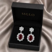 Ruby Halo Drop Earrings - Image 2