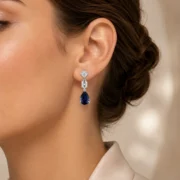 Royal Blue Sapphire Drop Earrings - Image 5