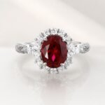SIGLO 2.72ct lab-grown ruby halo ring in S925 sterling silver